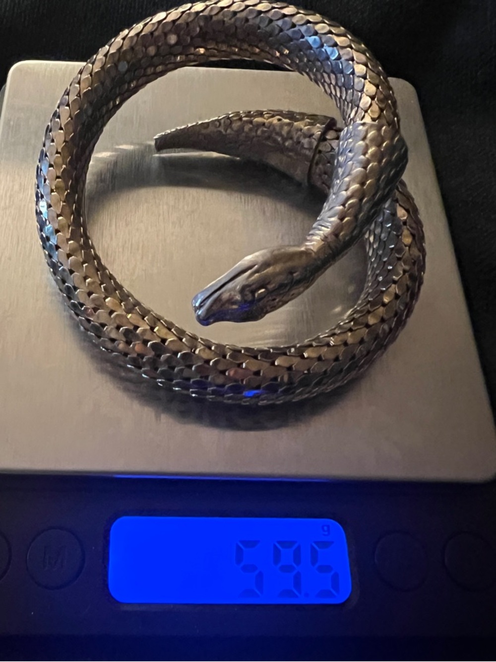 Whiting & Davis Serpent Snake Mesh Bracelet Gold Coil Wrap Vintage Signed - Picture 5 of 7